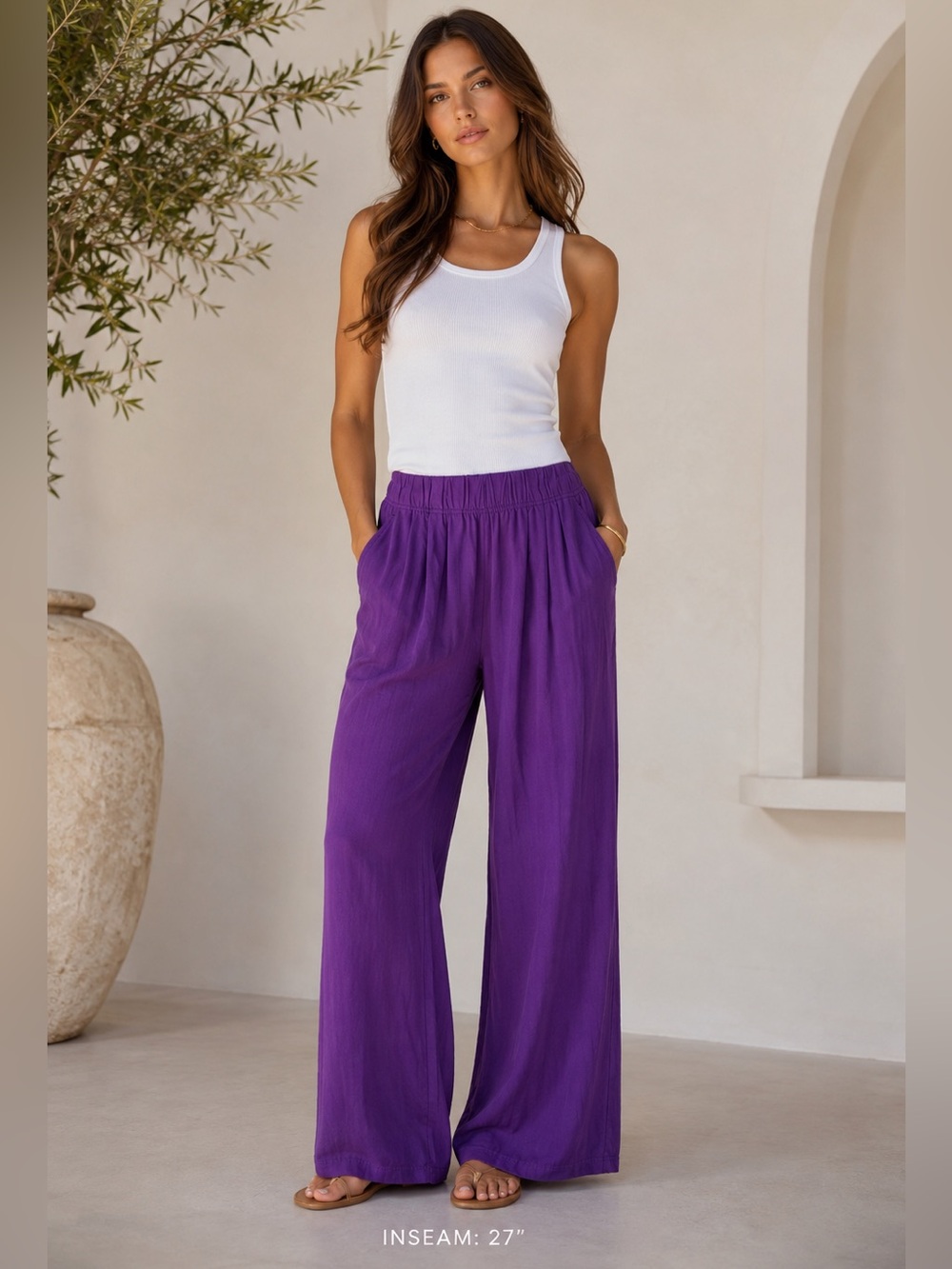 $190 New Les Tien Purple Pleat Wide Leg Pants - XS